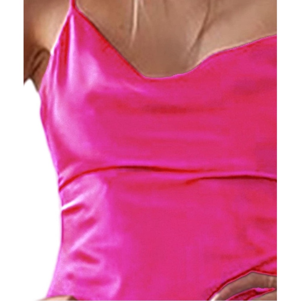 **Never Worn**Spaghetti Strap BARBIECORE Satin Midi Cocktail Dress-Rose | Small - Picture 4 of 11